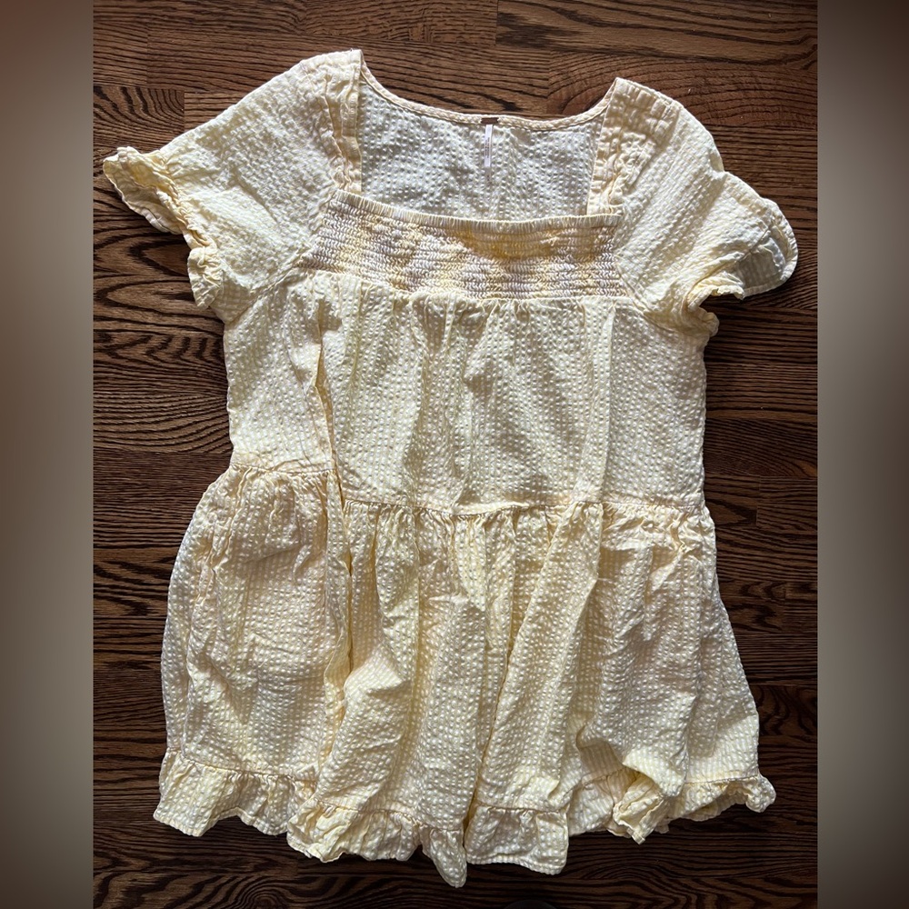 Free People Yellow Checkered Sadie Tunic